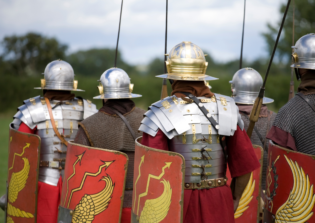 Roman Soldiers walking in the countryside