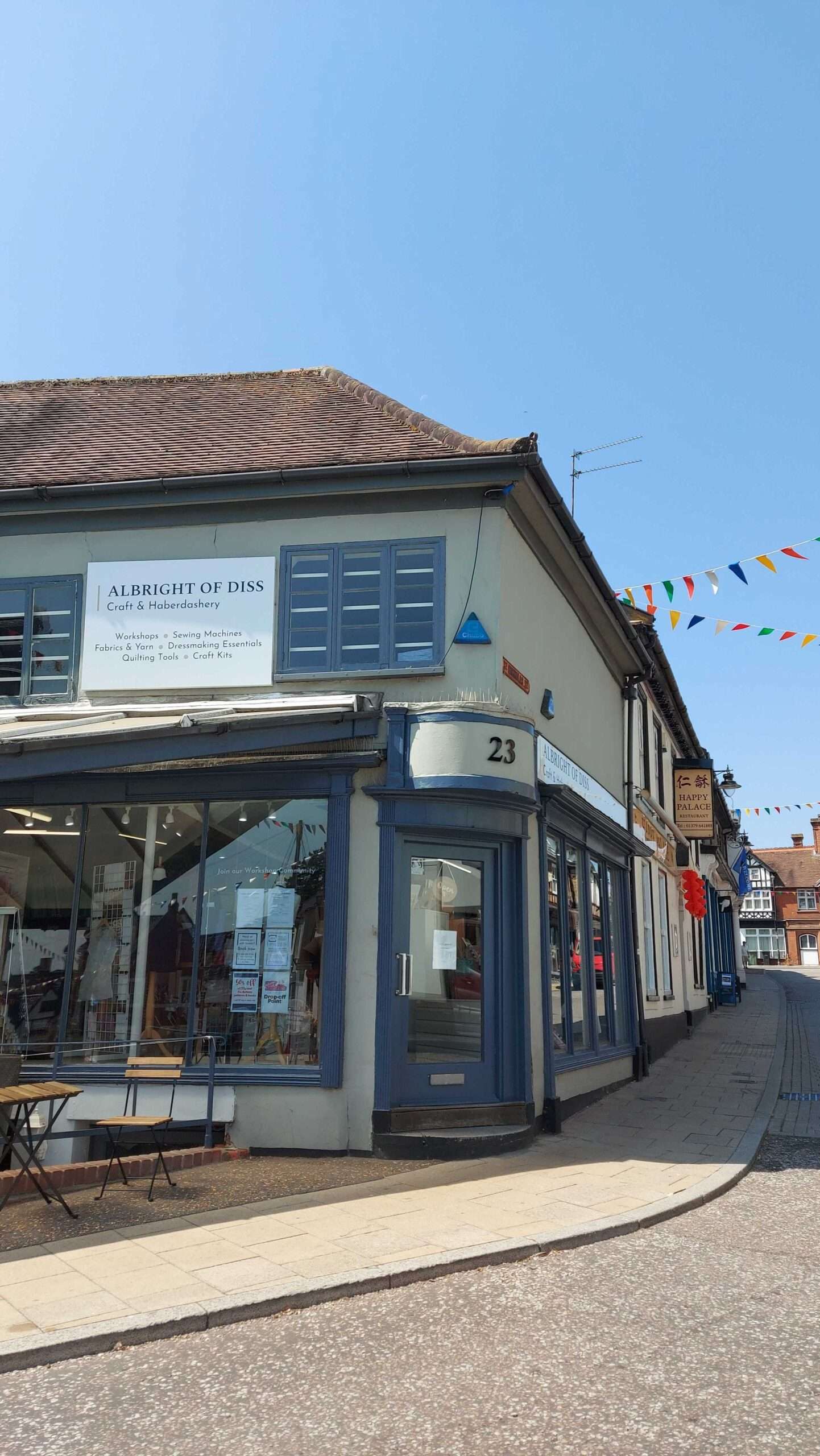 ront exterior of Albright of Diss craft and haberdashery shop on St Nicholas Street in Diss.